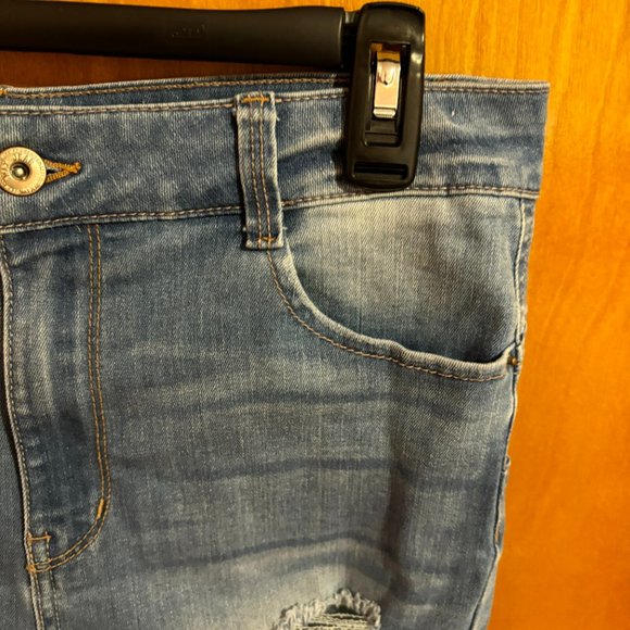 Wax Jean Butt I‎ Love You Juniors 9 Blue Denim Distressed - Picture 5 of 16